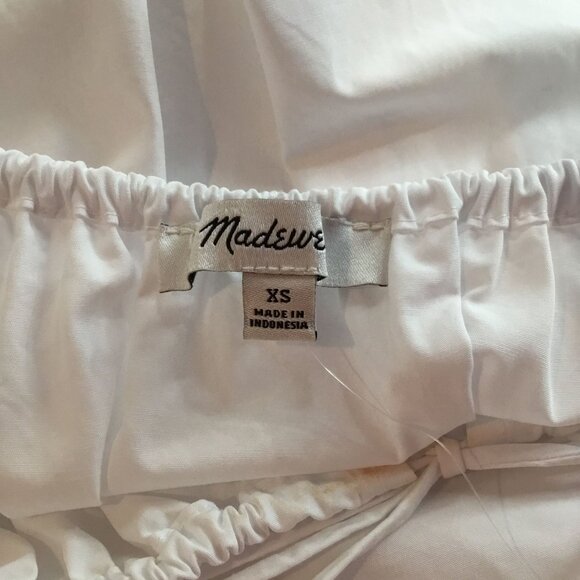 Madewell Poplin Flutter-Sleeve Pintuck Mini Dress Eyelet White XS - Picture 5 of 5